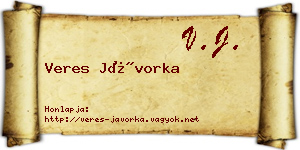 Veres Jávorka névjegykártya